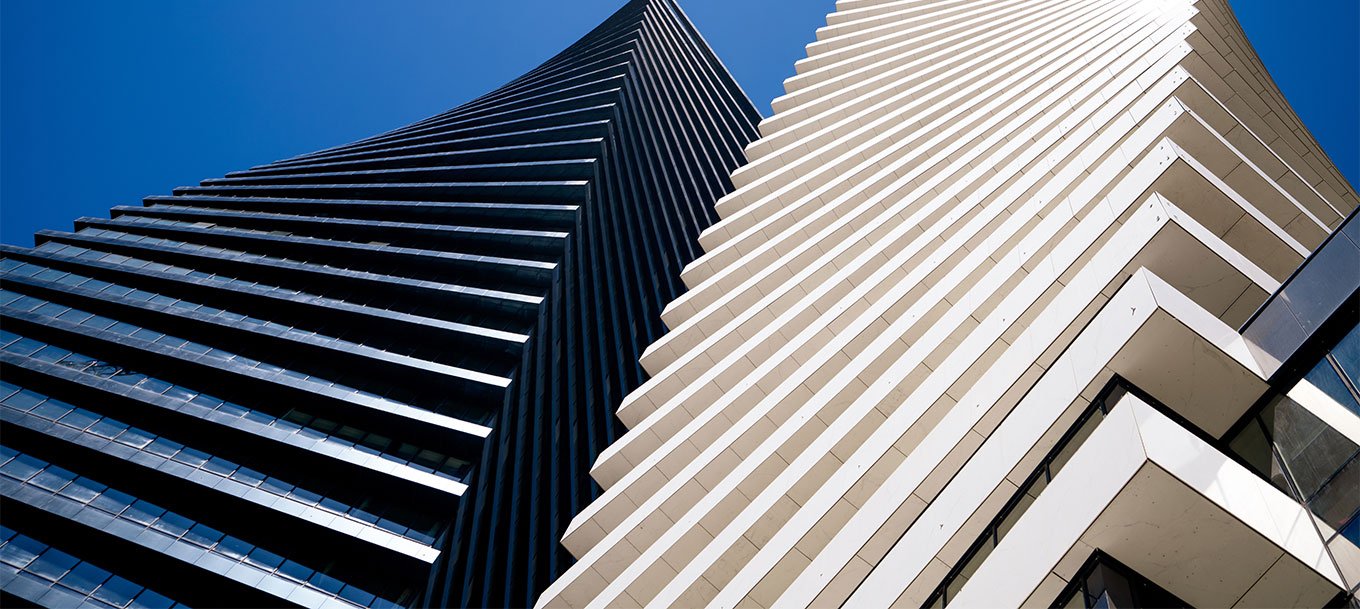 Low Angle Shot Axis Towers Tbilisi Georgia Blue Sky